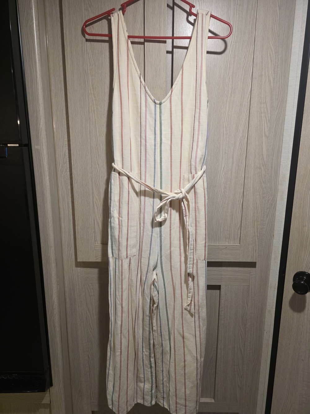 American Eagle Striped Pocket Wide Leg Belted Jumper *Runs Big